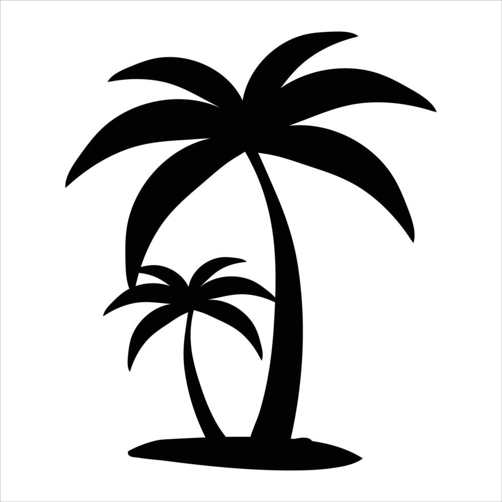 Black palm tree silhouette vector