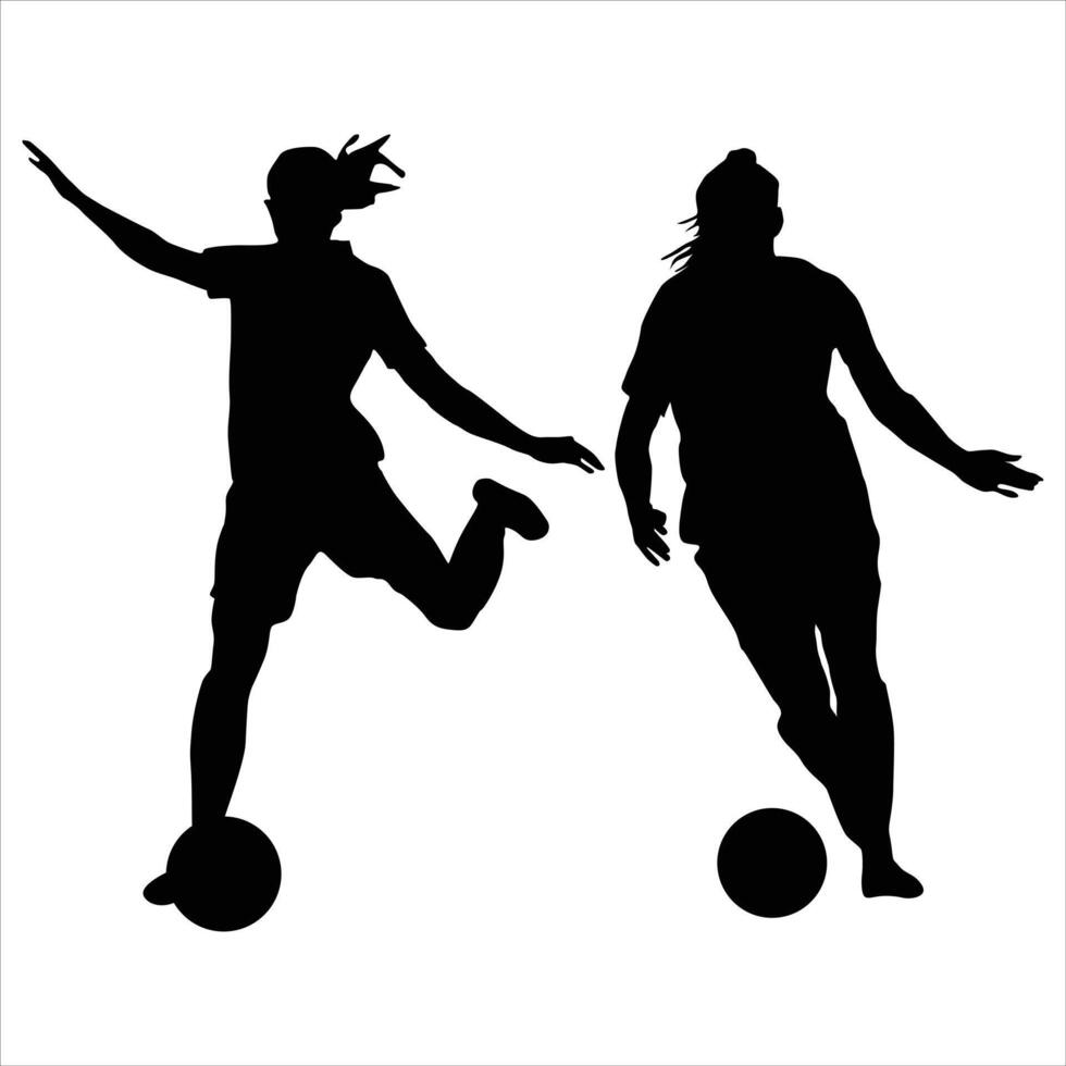 female soccer playing silhouette Illustration vector
