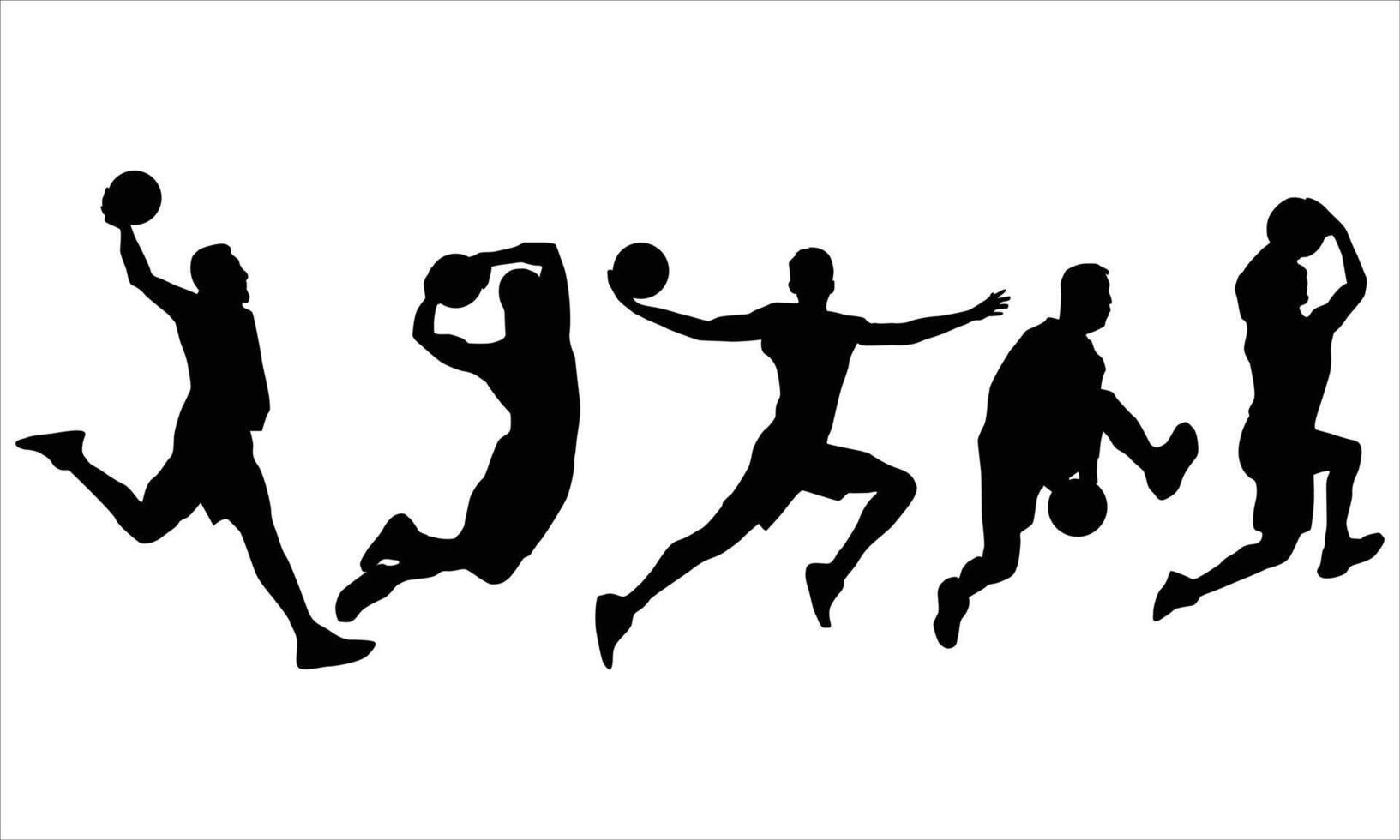 set of Basketball players silhouettes on a white background vector