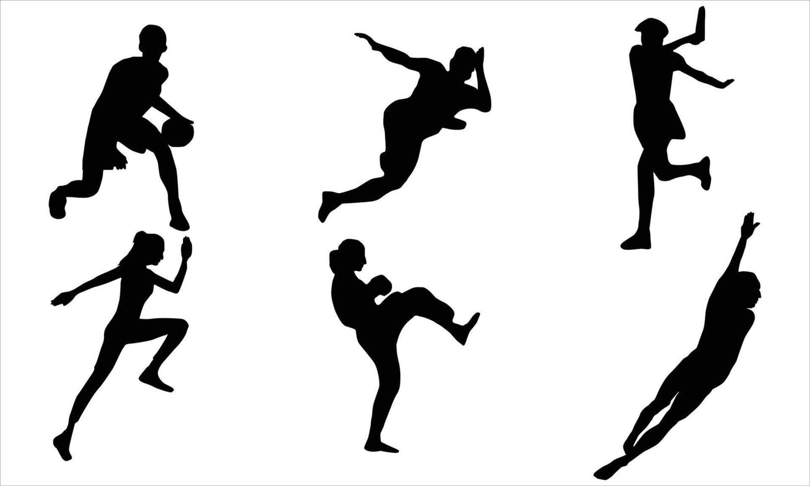 Set of silhouettes of people in sports isolated on a white background vector