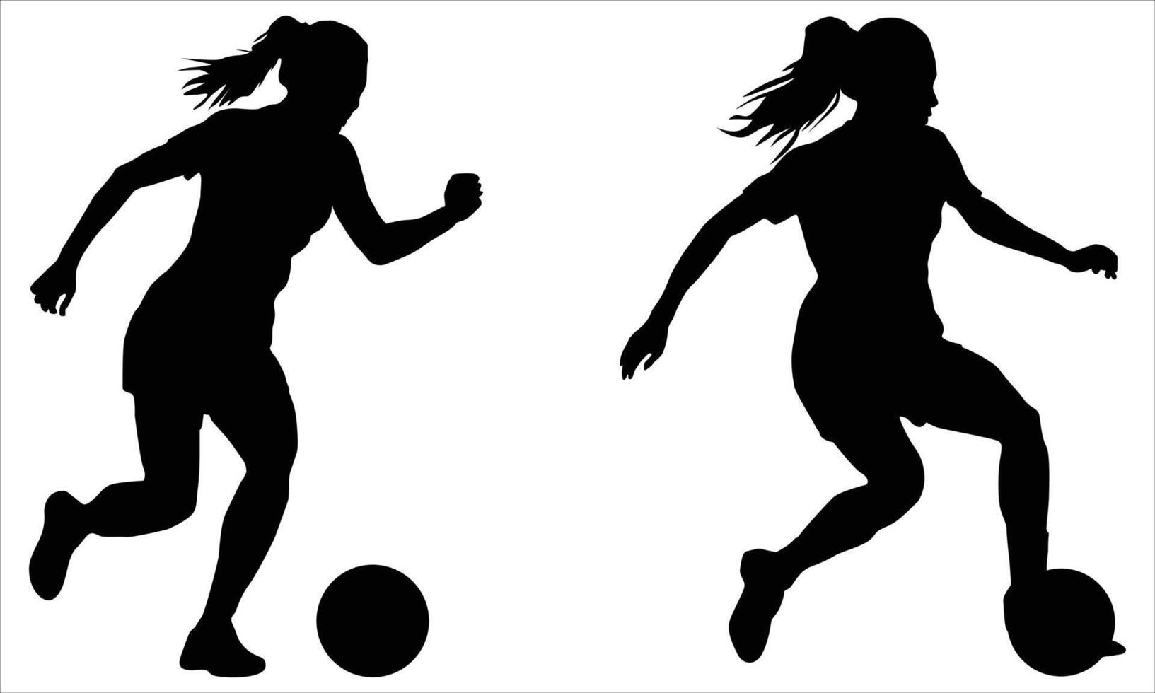 Female soccer player silhouette set vector