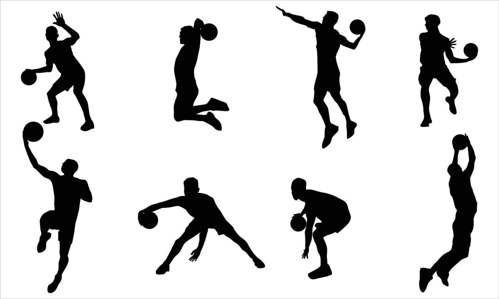 Silhouettes of basketball players on a white background vector