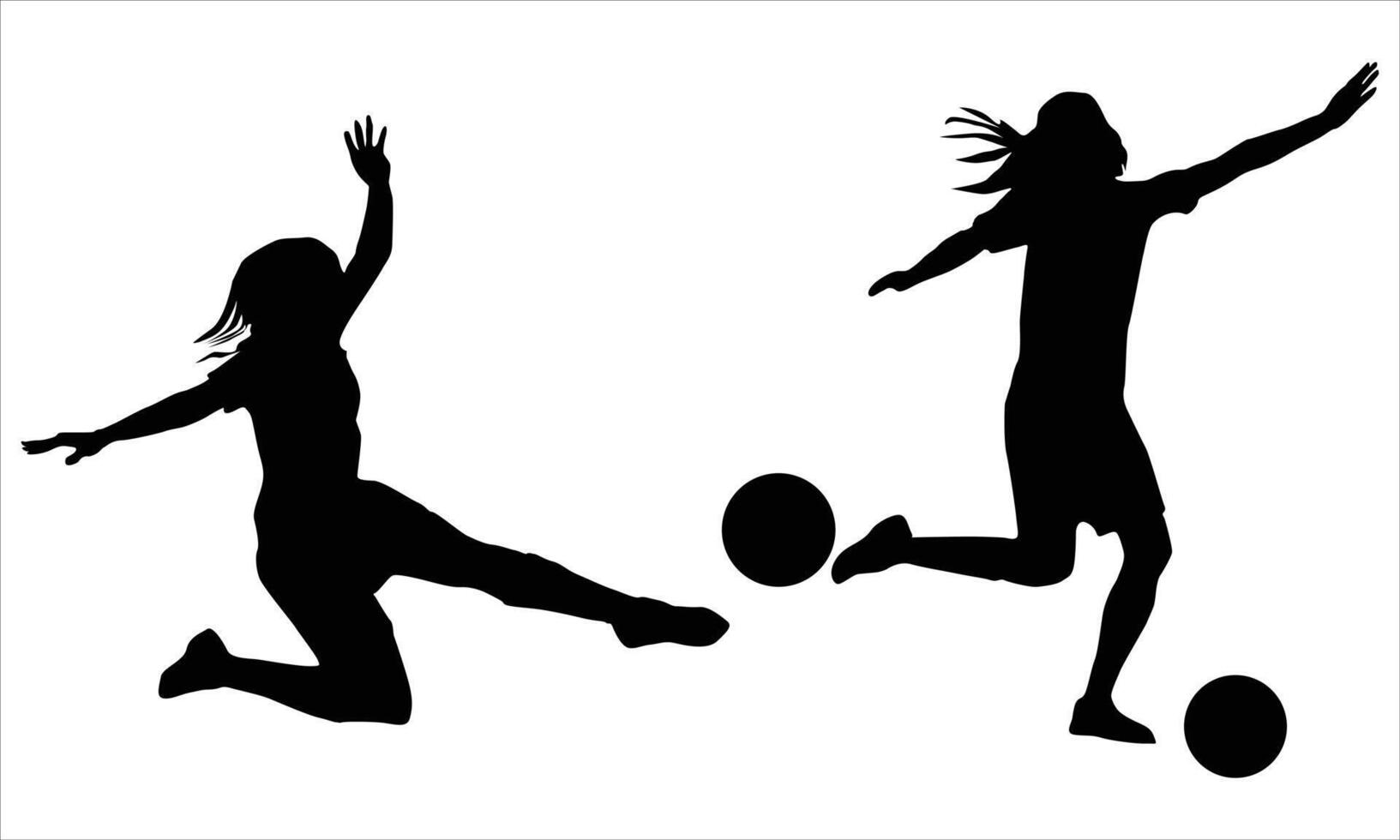 Women Soccer Player Silhouettes vector