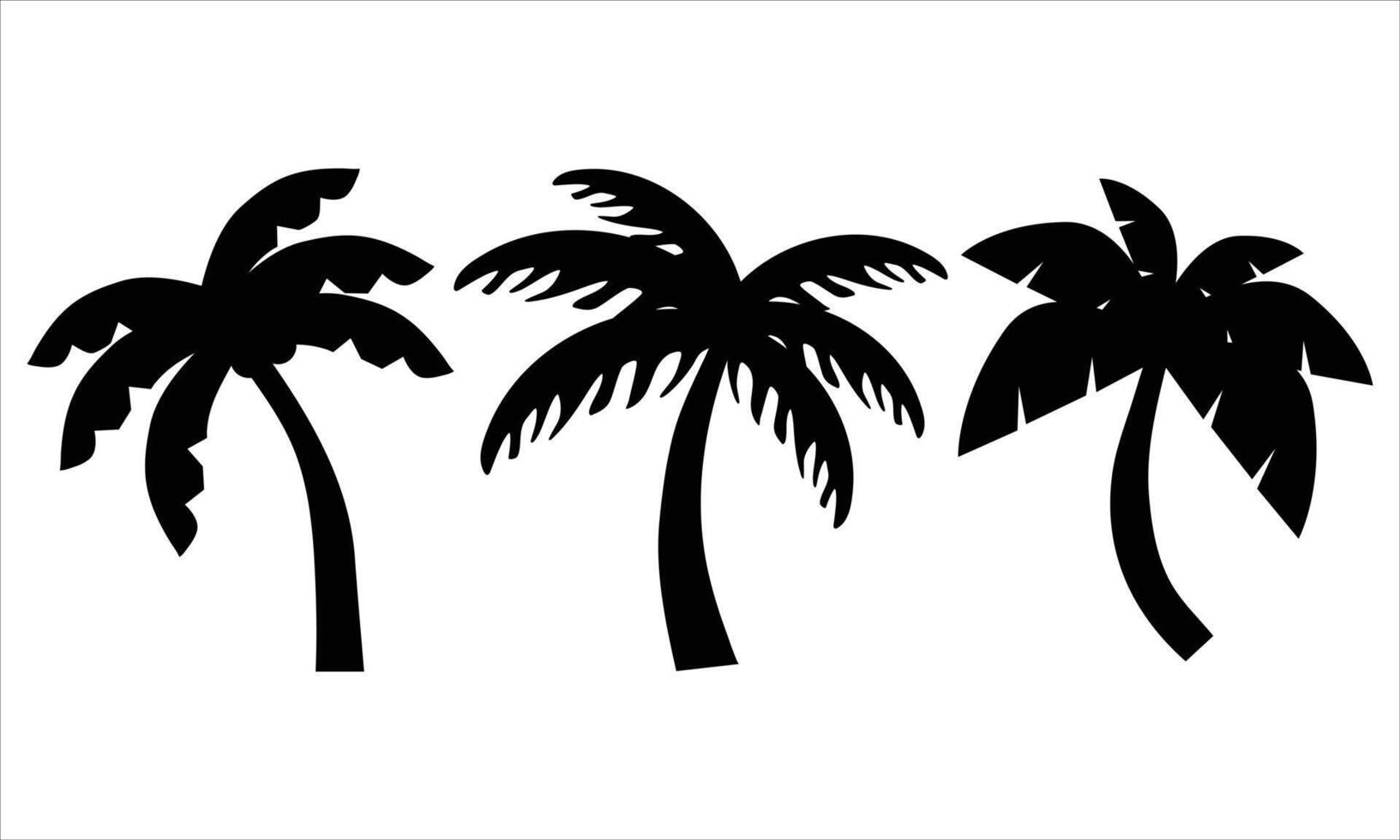 Black palm tree silhouettes set on white background vector