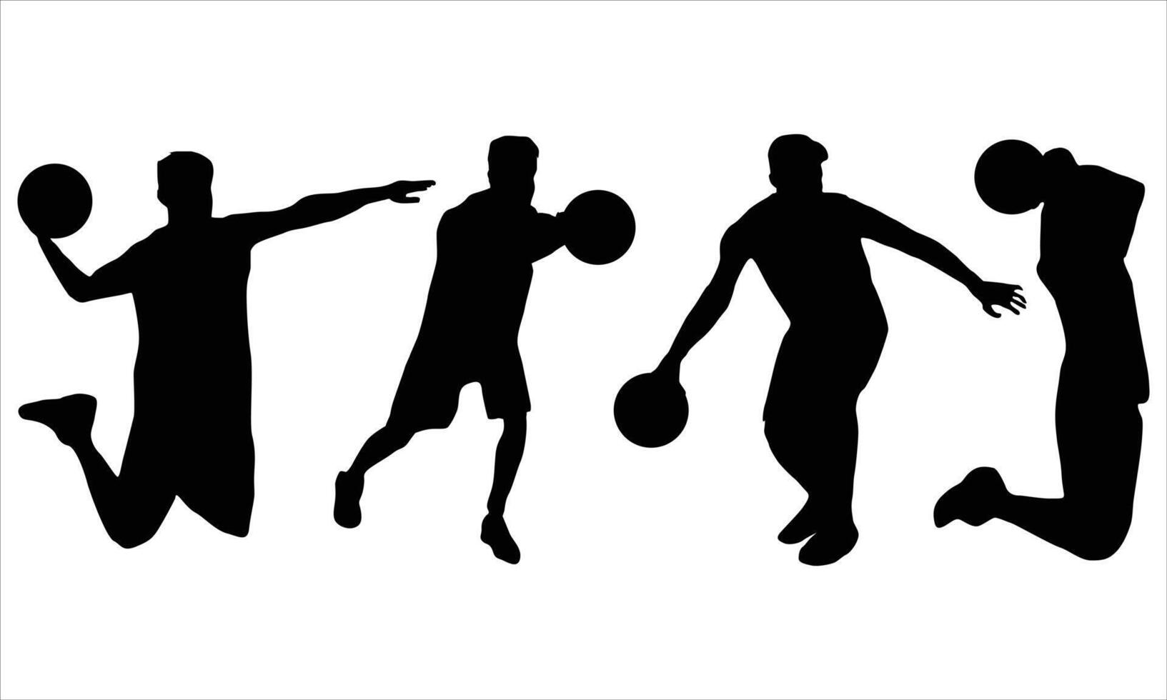Silhouettes set of basketball players vector