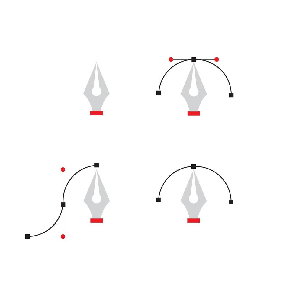 Pen tool cursor. Computer graphics. Logo for designer or illustrator. Design icon. The curve control points. vector