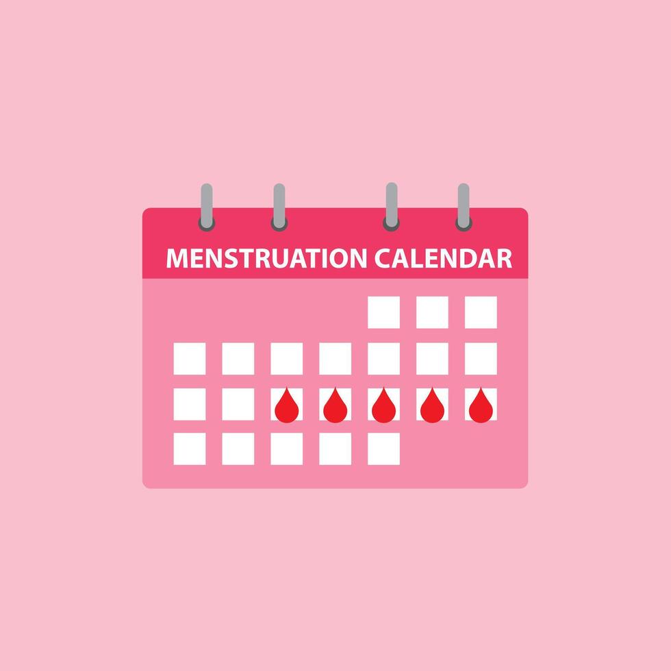 Menstrual calendar on pink background. Menstrual period. vector