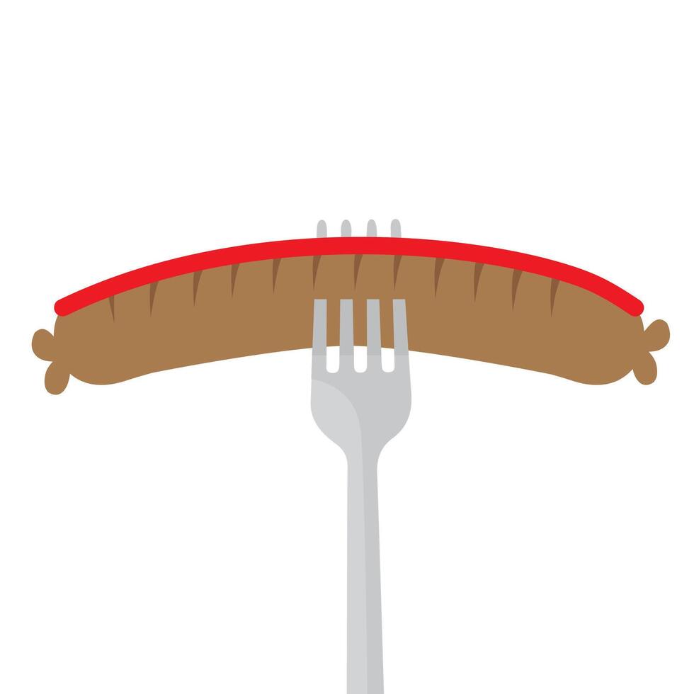 Graphic of Sausage on a Fork vector