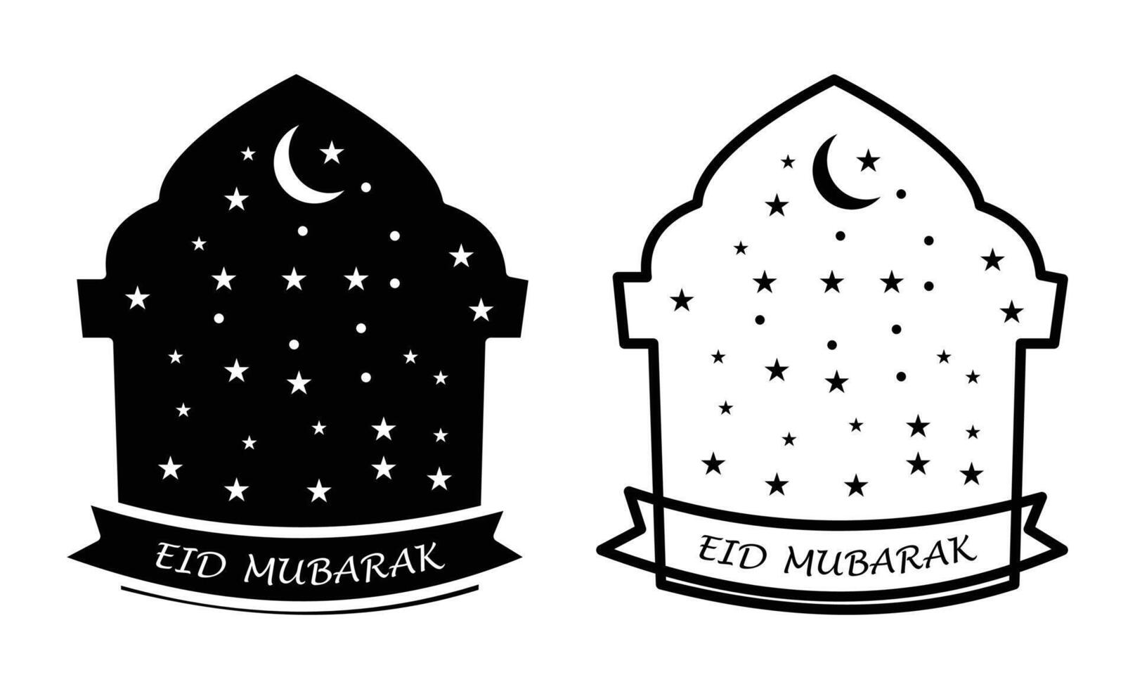 Eid Mubarak Islamic Design with Stars and Crescent Moon vector