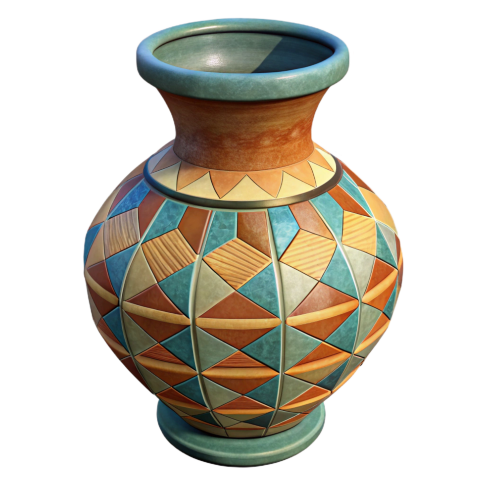 impressive contemporary Hand Painted Ceramic Vase Geometric Pattern authentic png