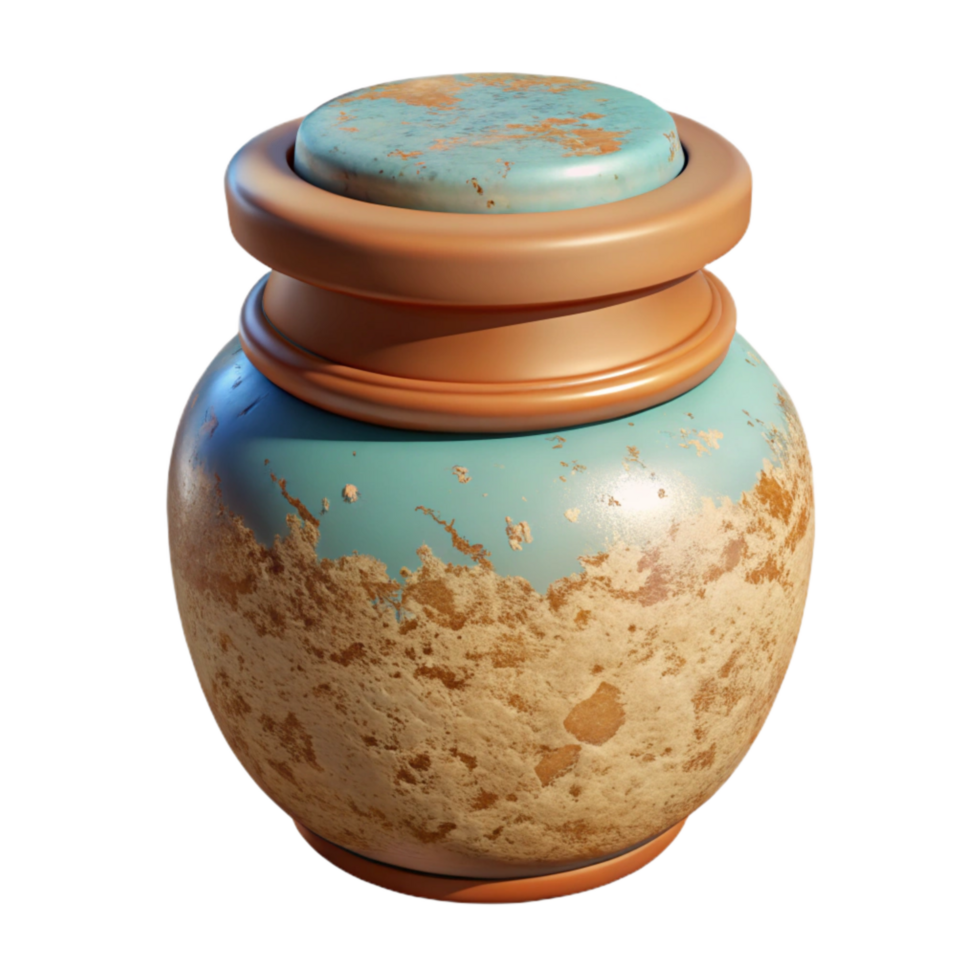serene modern Handpainted Jar with Lid Cutout professional png