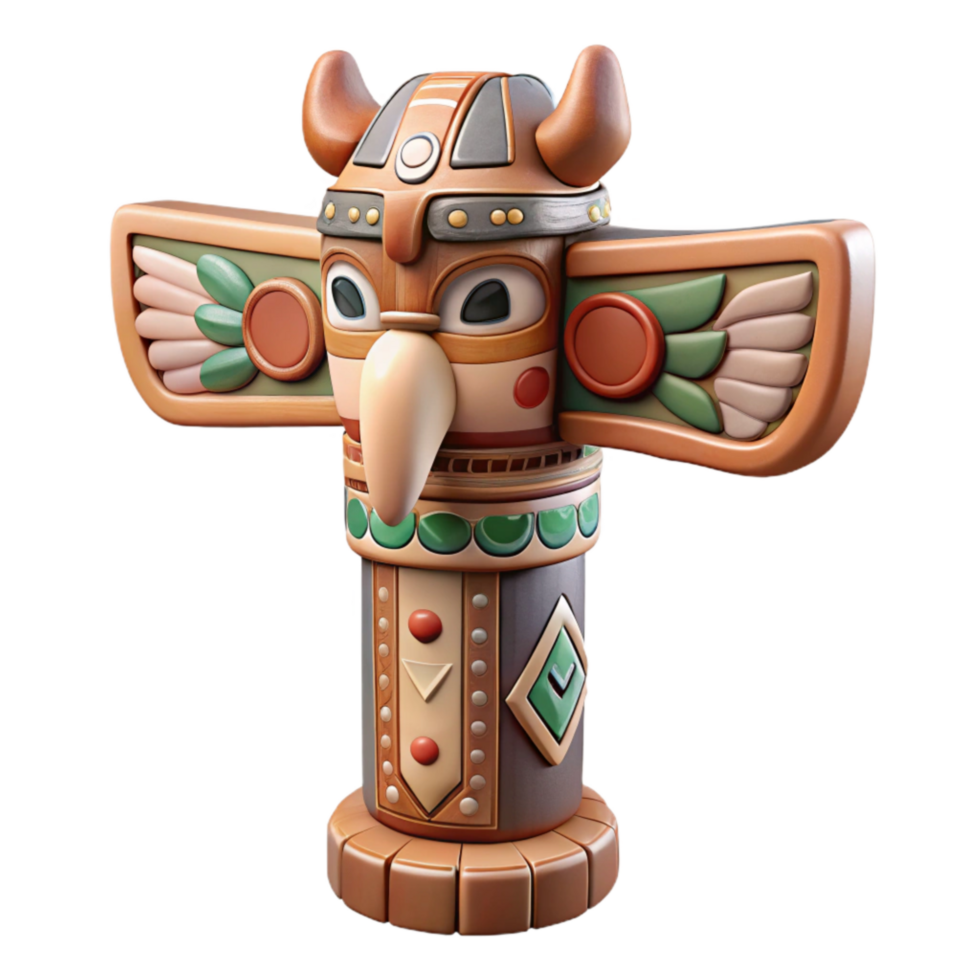wonderful rustic Hand Painted Totem Pole with Bright Colors Transparent high resolution png
