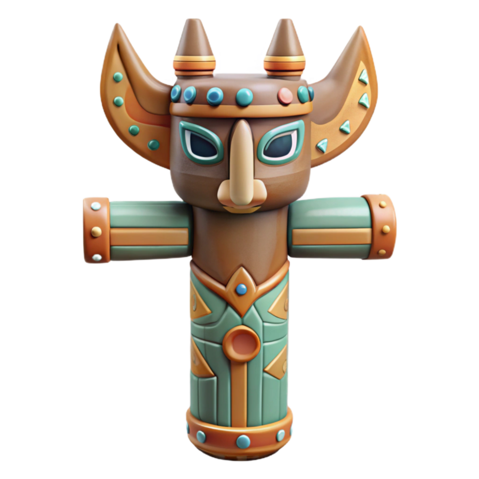 beautiful classic Hand Painted Totem Pole with Bright Colors Transparent png