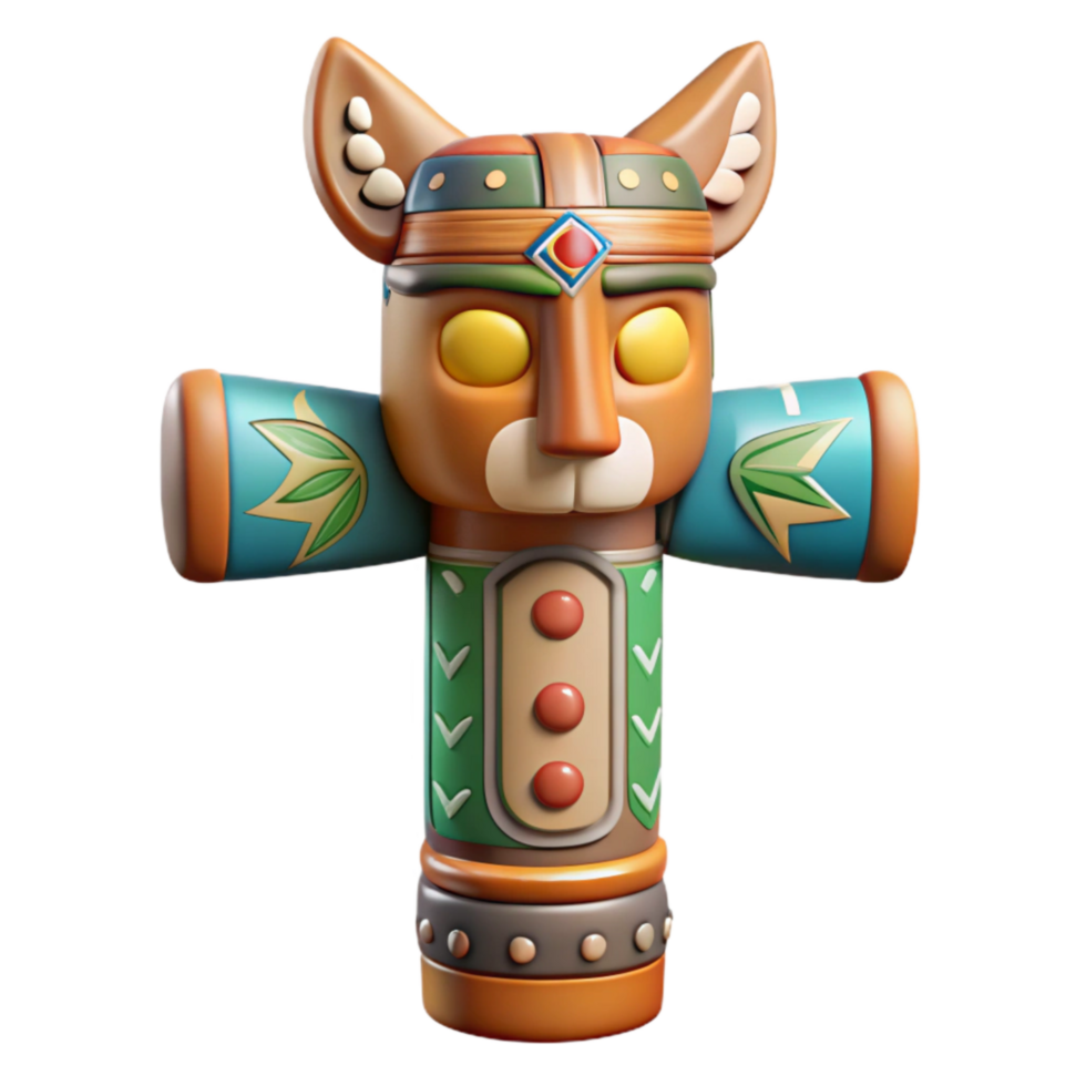 stunning contemporary Hand Painted Totem Pole with Bright Colors Transparent detailed png