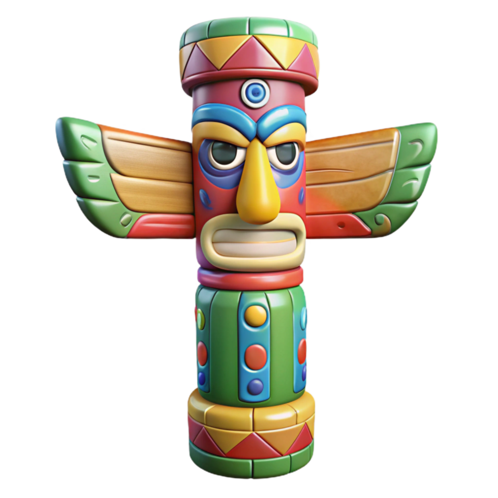 impressive modern Hand Painted Totem Pole with Bright Colors Transparent genuine png
