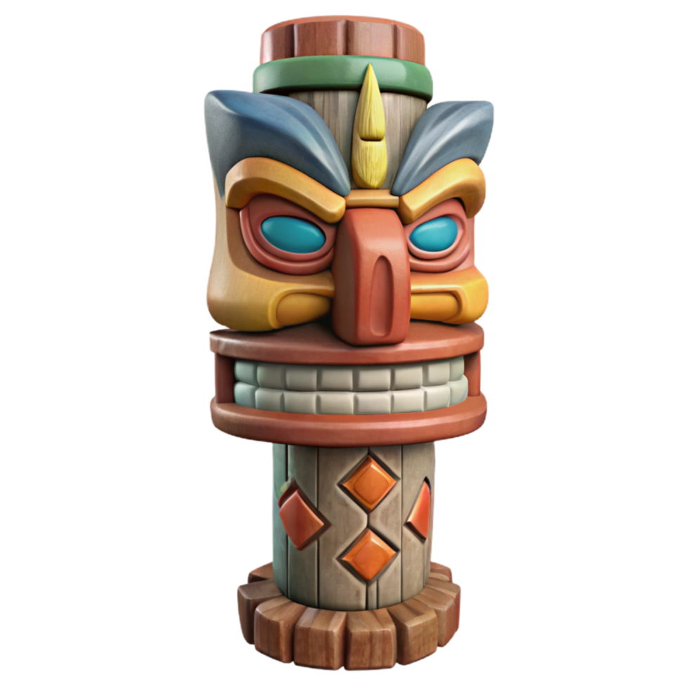 elegant rustic Hand Painted Totem Pole with Bright Colors Transparent professional png