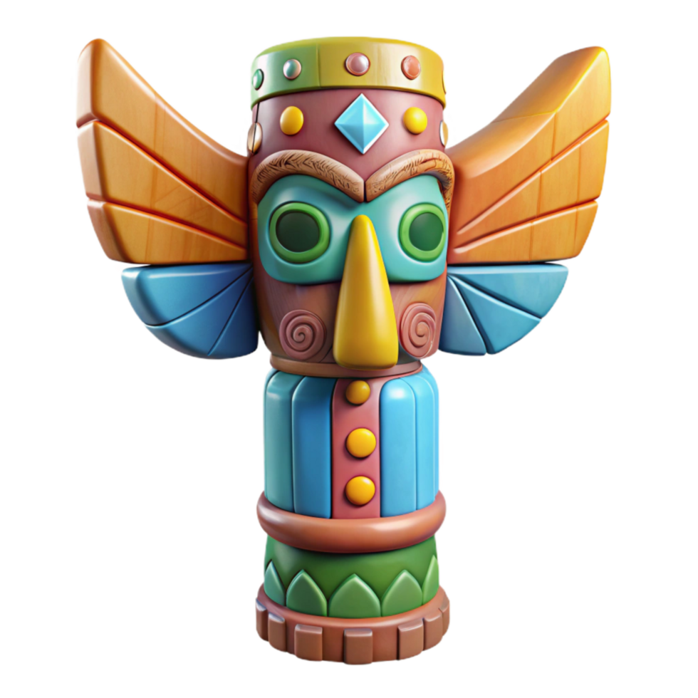 wonderful classic Hand Painted Totem Pole with Bright Colors Transparent professional png