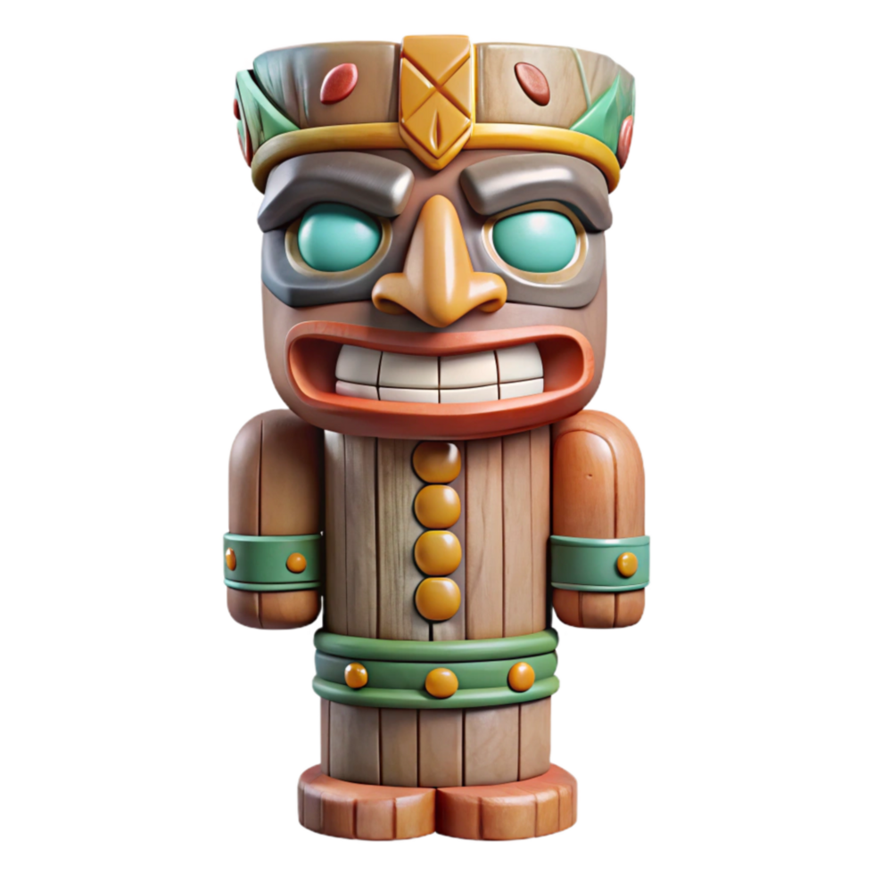beautiful traditional Hand Painted Totem Pole with Bright Colors Transparent original png