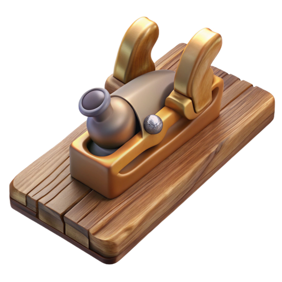 beautiful rustic Hand Plane on Wooden Plank Isolated Element exclusive png