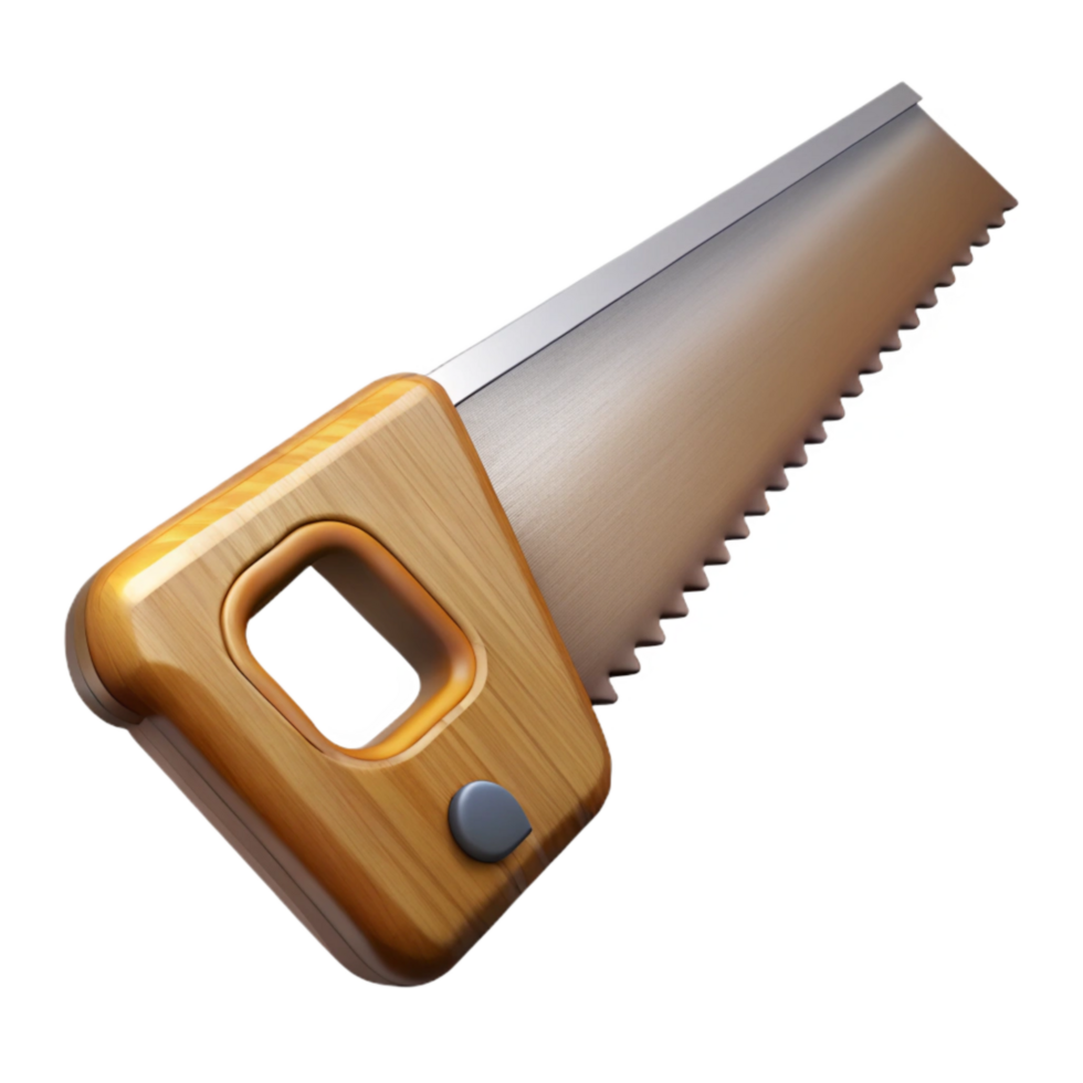 stunning artistic Hand Saw with Wooden Handle Angled View Cutout authentic png