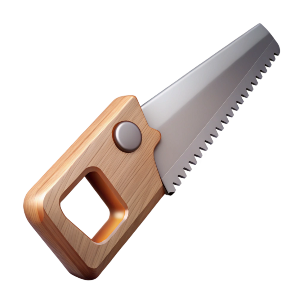 wonderful modern Hand Saw with Wooden Handle Angled View Cutout high quality png