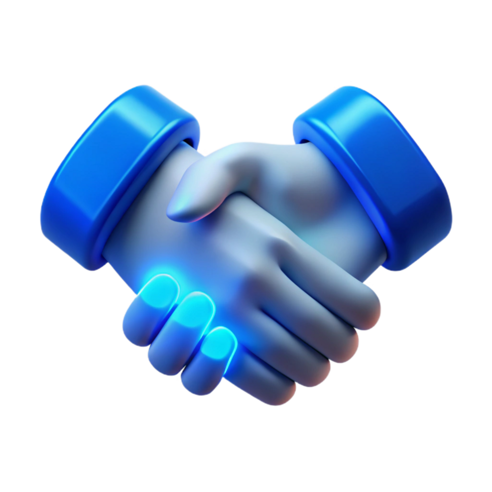 vibrant classic Handshake Icon with Blue Glow Transparent high quality png