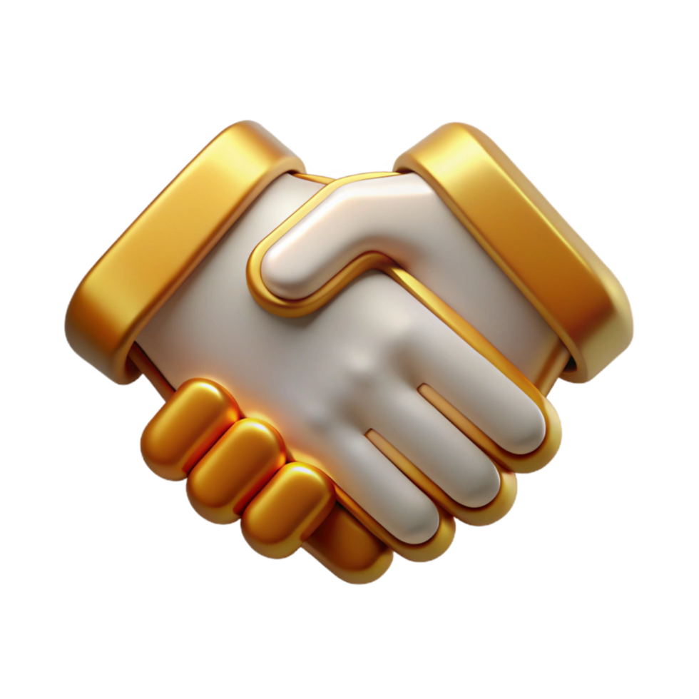 impressive minimalist Handshake Icon with Gold Outline Cutout Element detailed png