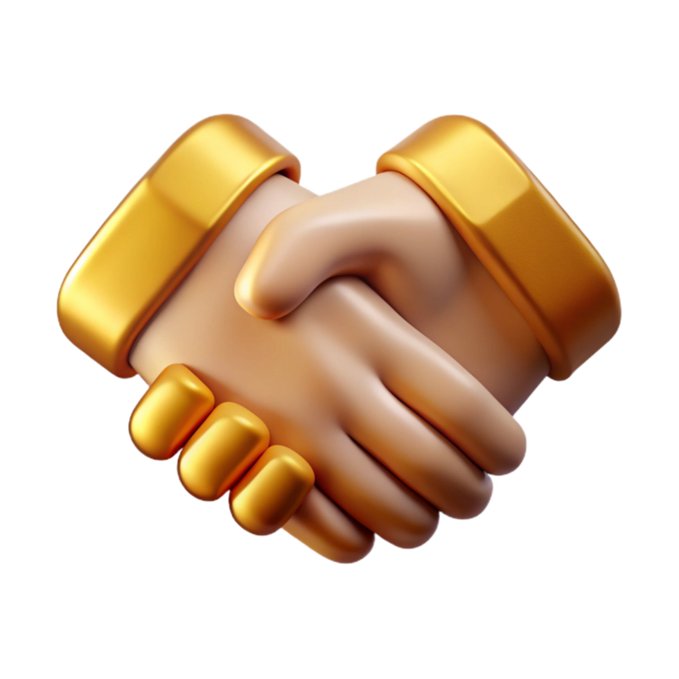 stunning traditional Handshake Icon with Gold Outline Cutout Element authentic png
