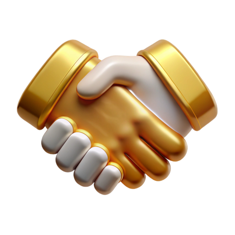 elegant vintage Handshake Icon with Gold Outline Cutout Element exclusive png