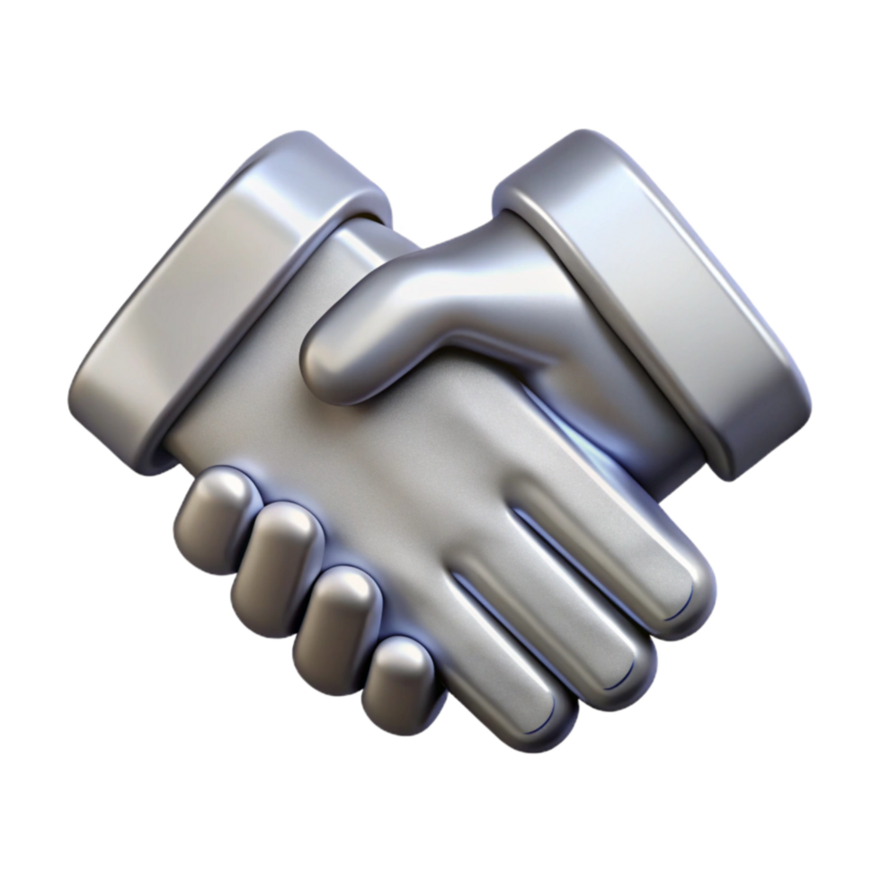 impressive rustic Handshake Icon with Silver Finish Cutout Element png