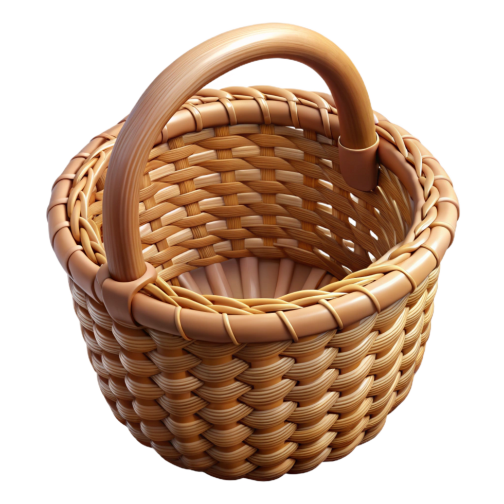 elegant rustic Handwoven Basket Top View Cutout Isolated high resolution png