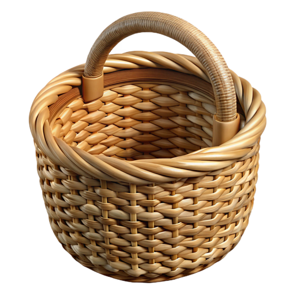 serene artistic Handwoven Basket Top View Cutout Isolated high resolution png