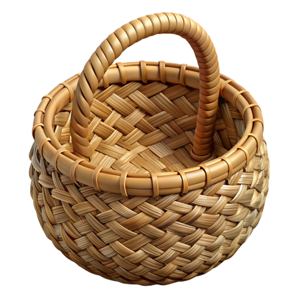 extraordinary classic Handwoven Basket Top View Cutout Isolated high resolution png
