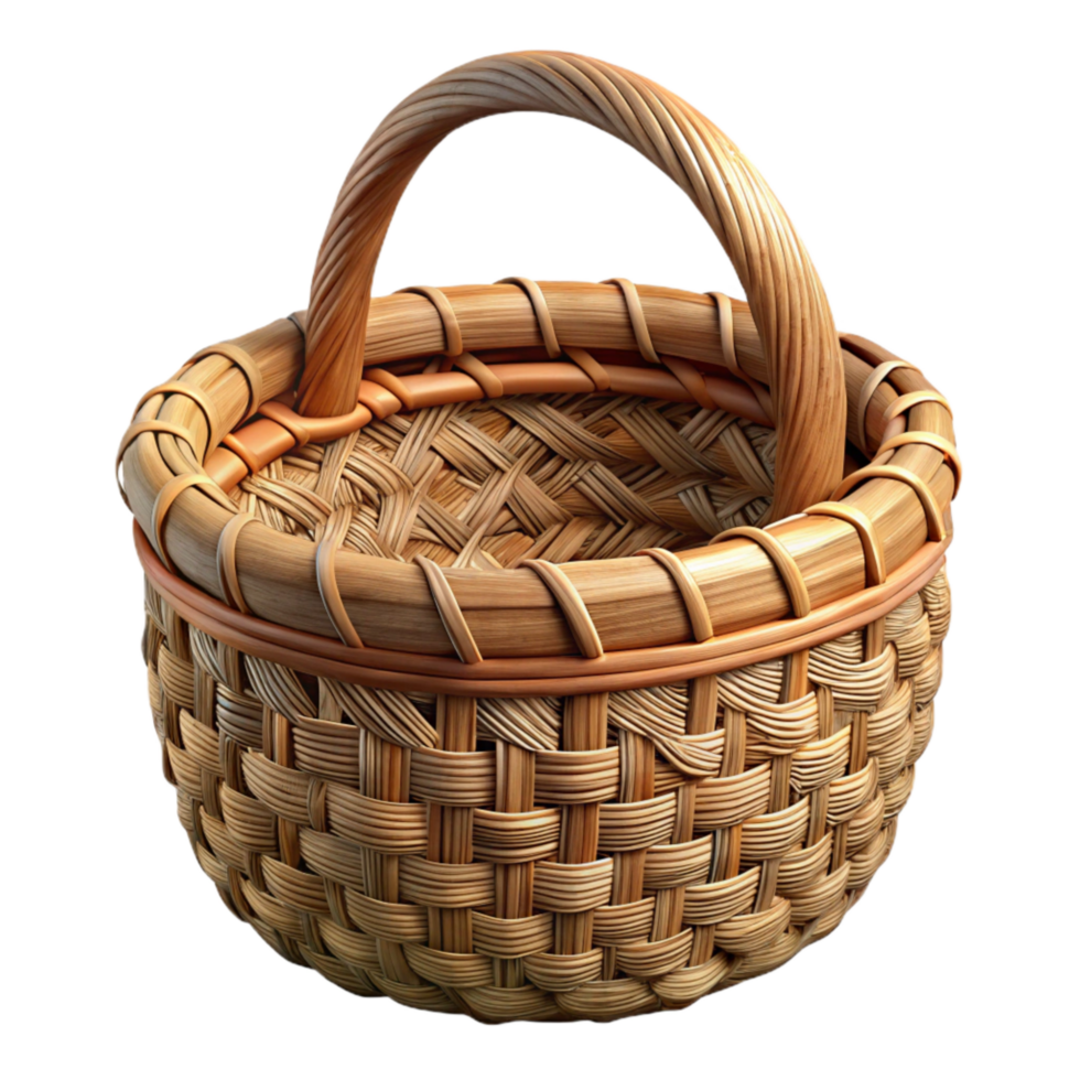 stunning artistic Handwoven Basket with Intricate Design high resolution png