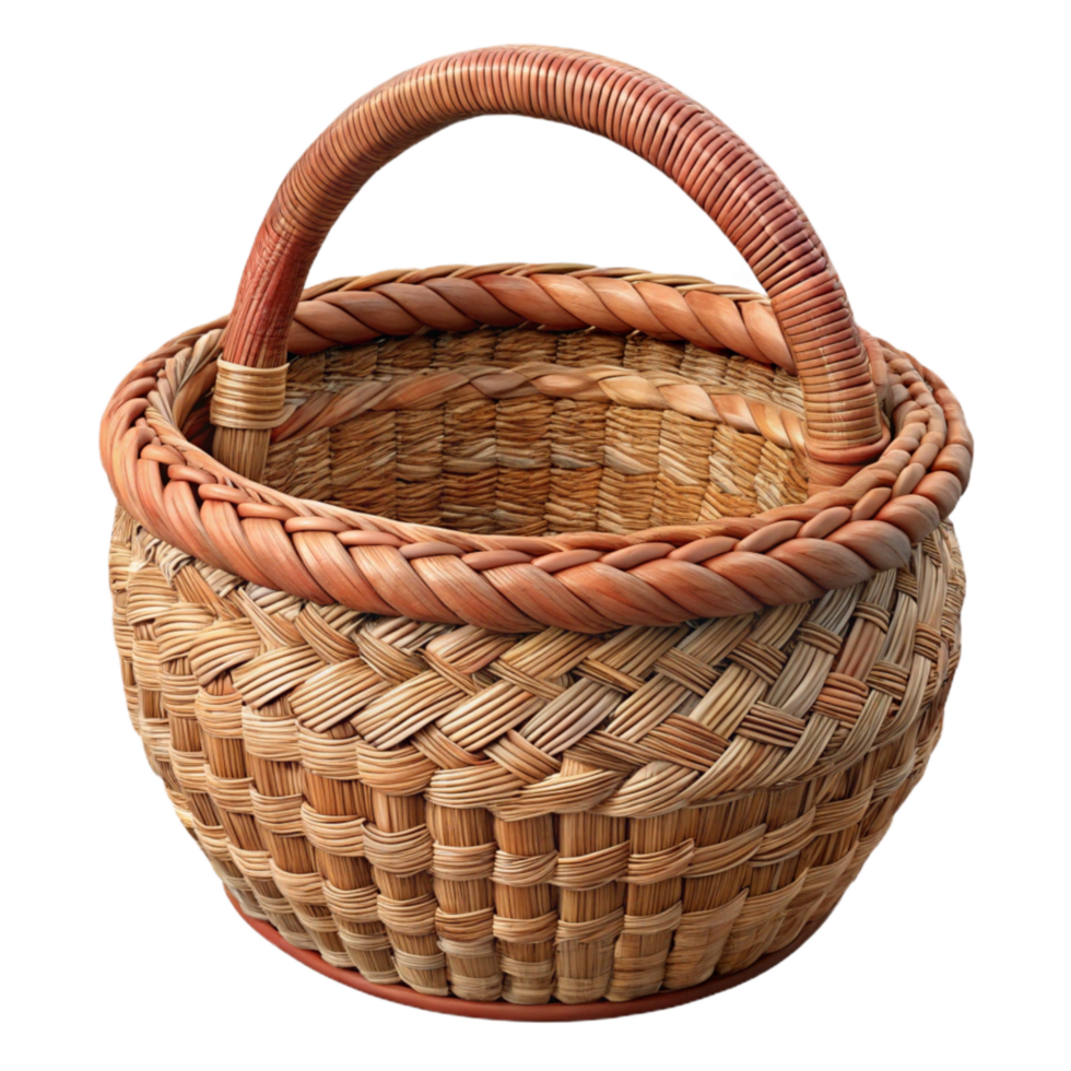 dramatic modern Handwoven Basket with Intricate Design high quality png