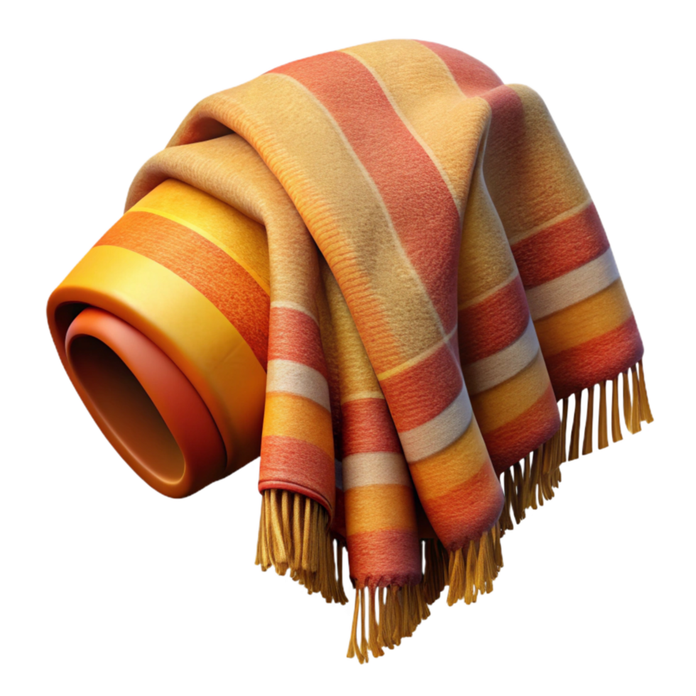 serene rustic Handwoven Blanket with Warm Colors Isolated exclusive png