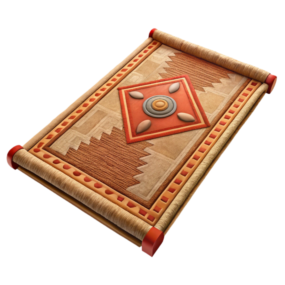 impressive creative Handwoven Rug with Traditional Design Isolated png