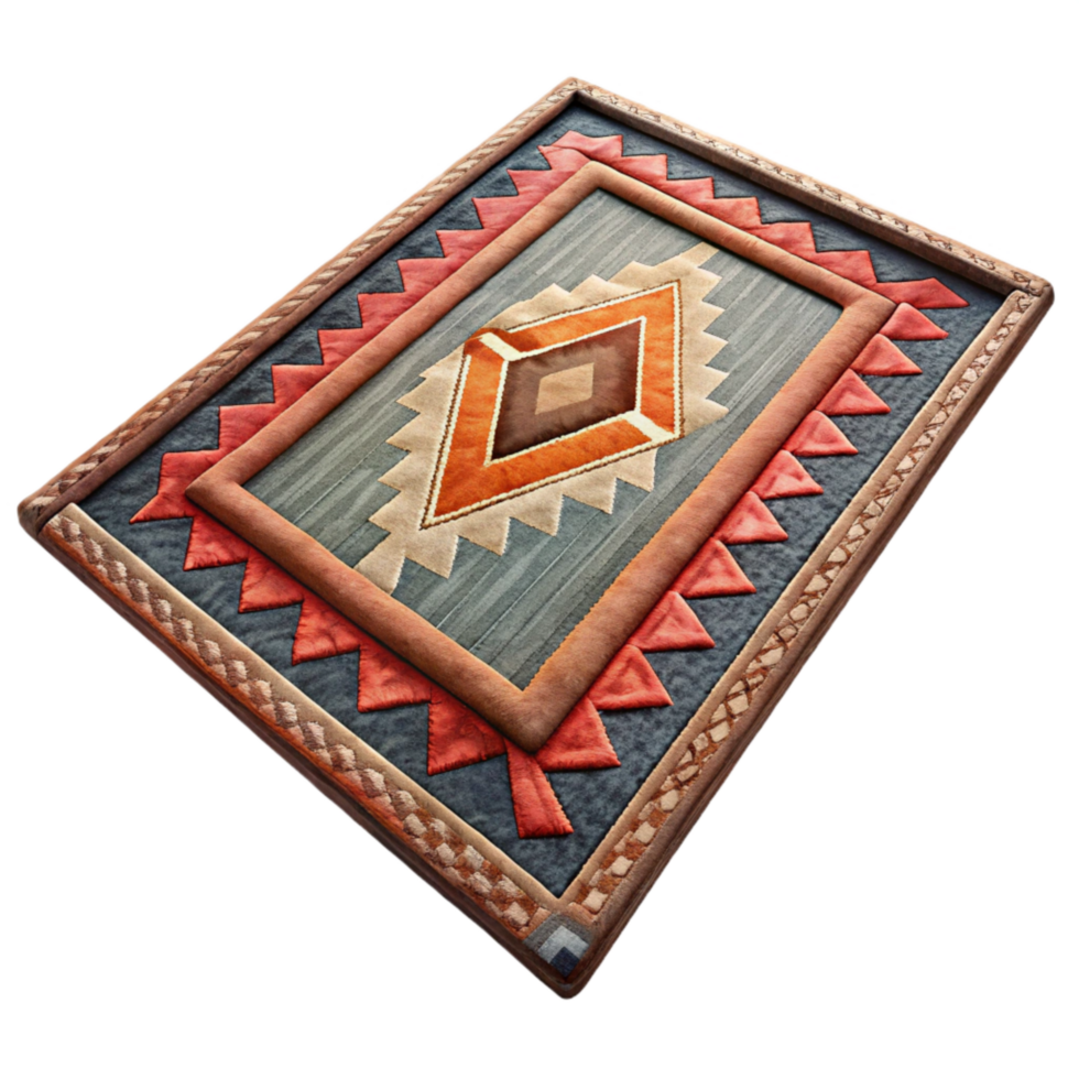 stunning rustic Handwoven Rug Geometric Pattern Isolated Element exclusive png