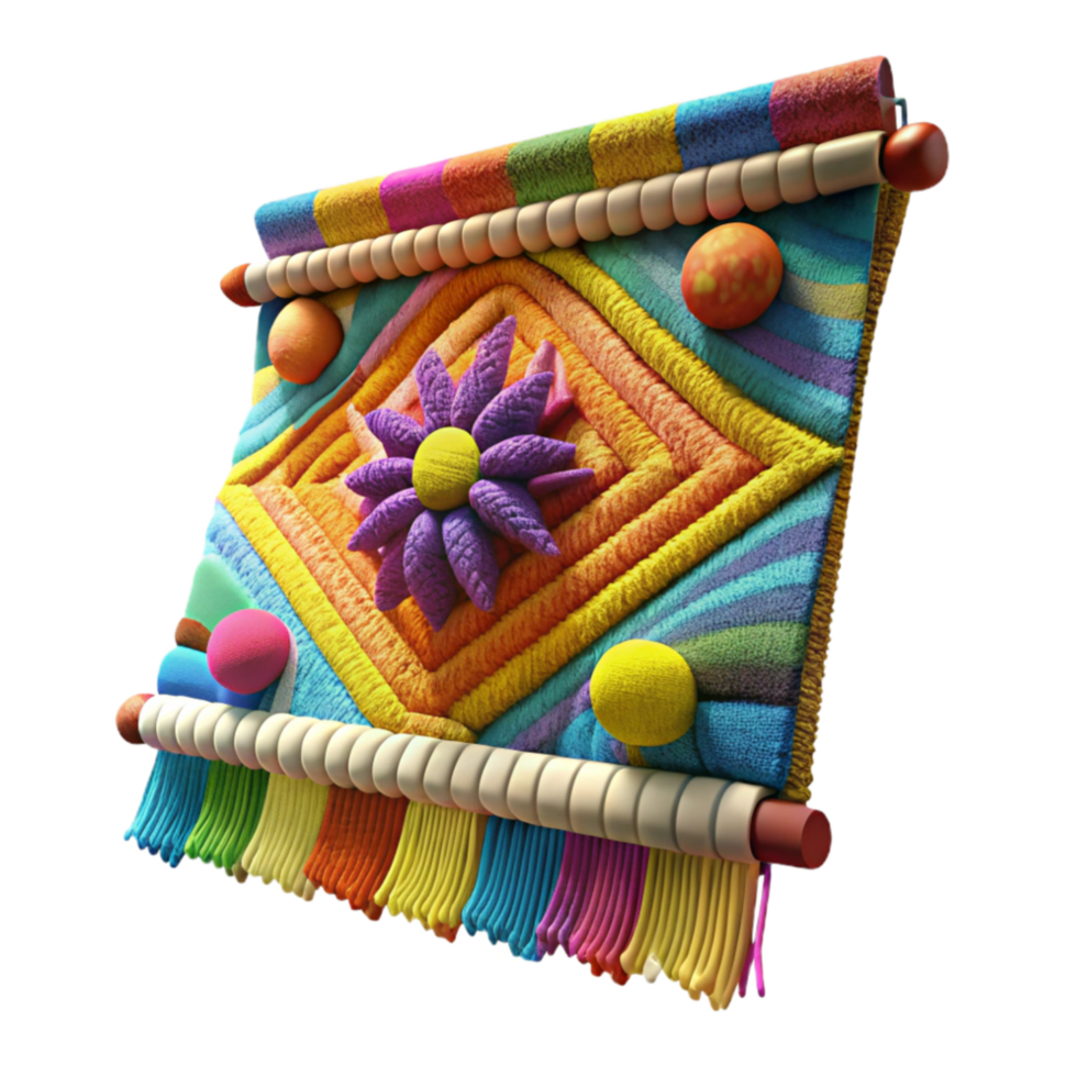 beautiful classic Handwoven Tapestry Abstract Design with Bright Colors original png