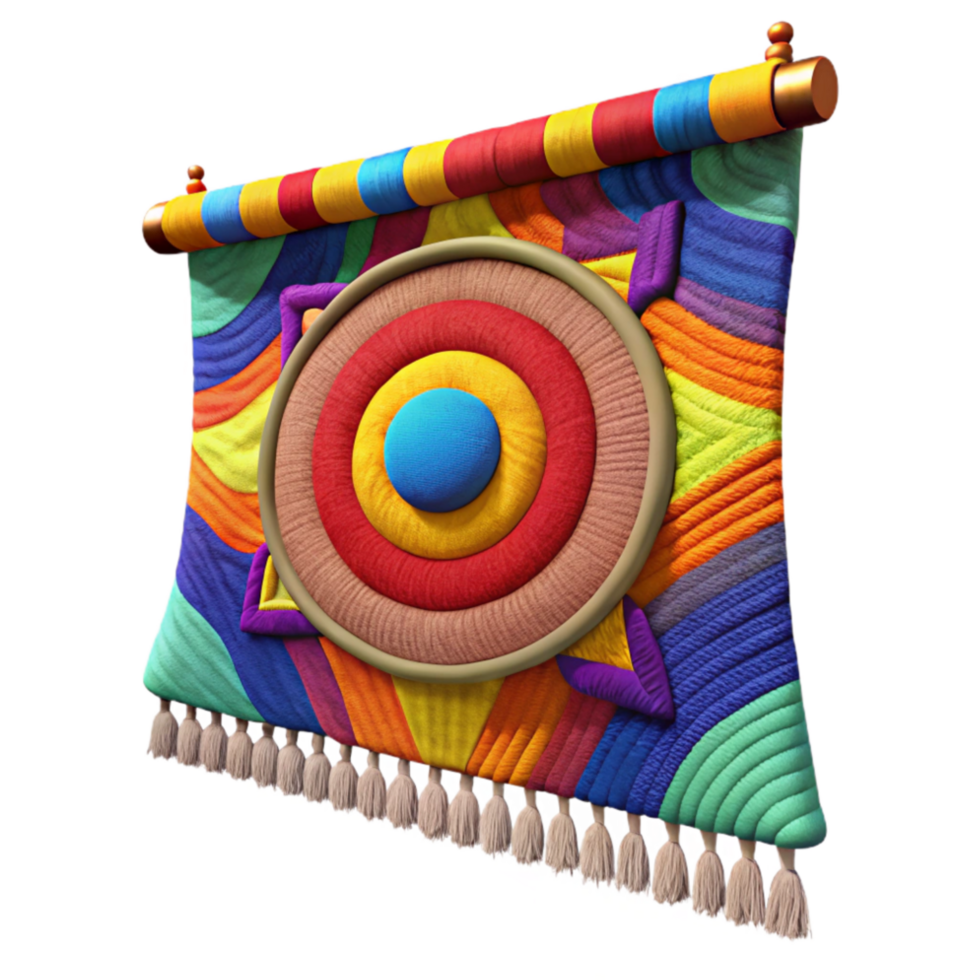 serene traditional Handwoven Tapestry Abstract Design with Bright Colors high quality png
