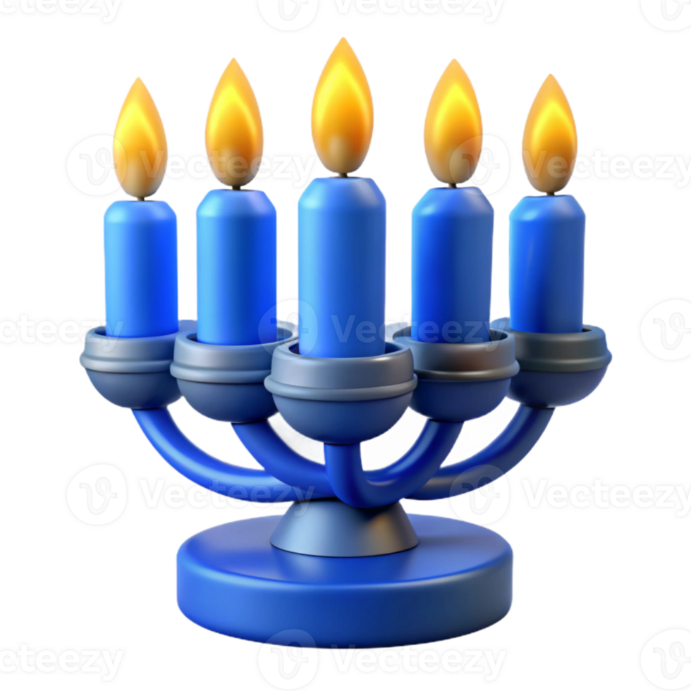 vibrant minimalist Hanukkah Candles with Blue Flames Isolated Element professional png