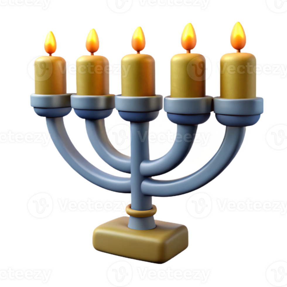 impressive minimalist Hanukkah Menorah with Lit Candles Isolated professional png