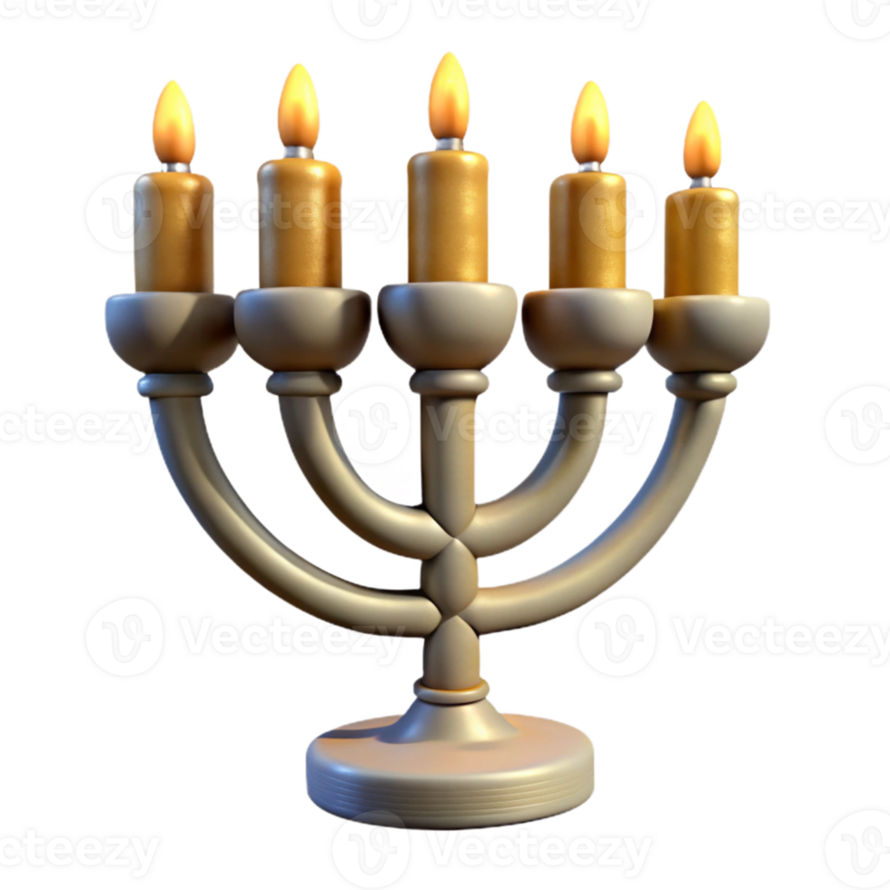 impressive rustic Hanukkah Menorah with Nine Candles Isolated Element authentic png