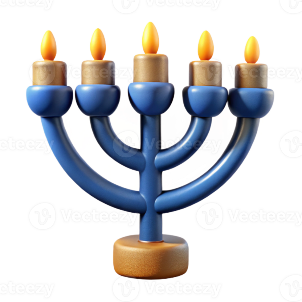 elegant artistic Hanukkah Menorah with Nine Candles Isolated Element png