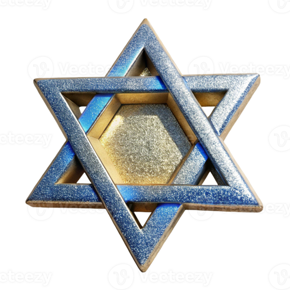 serene traditional Hanukkah Star of David with Glitter Transparent Background high resolution png