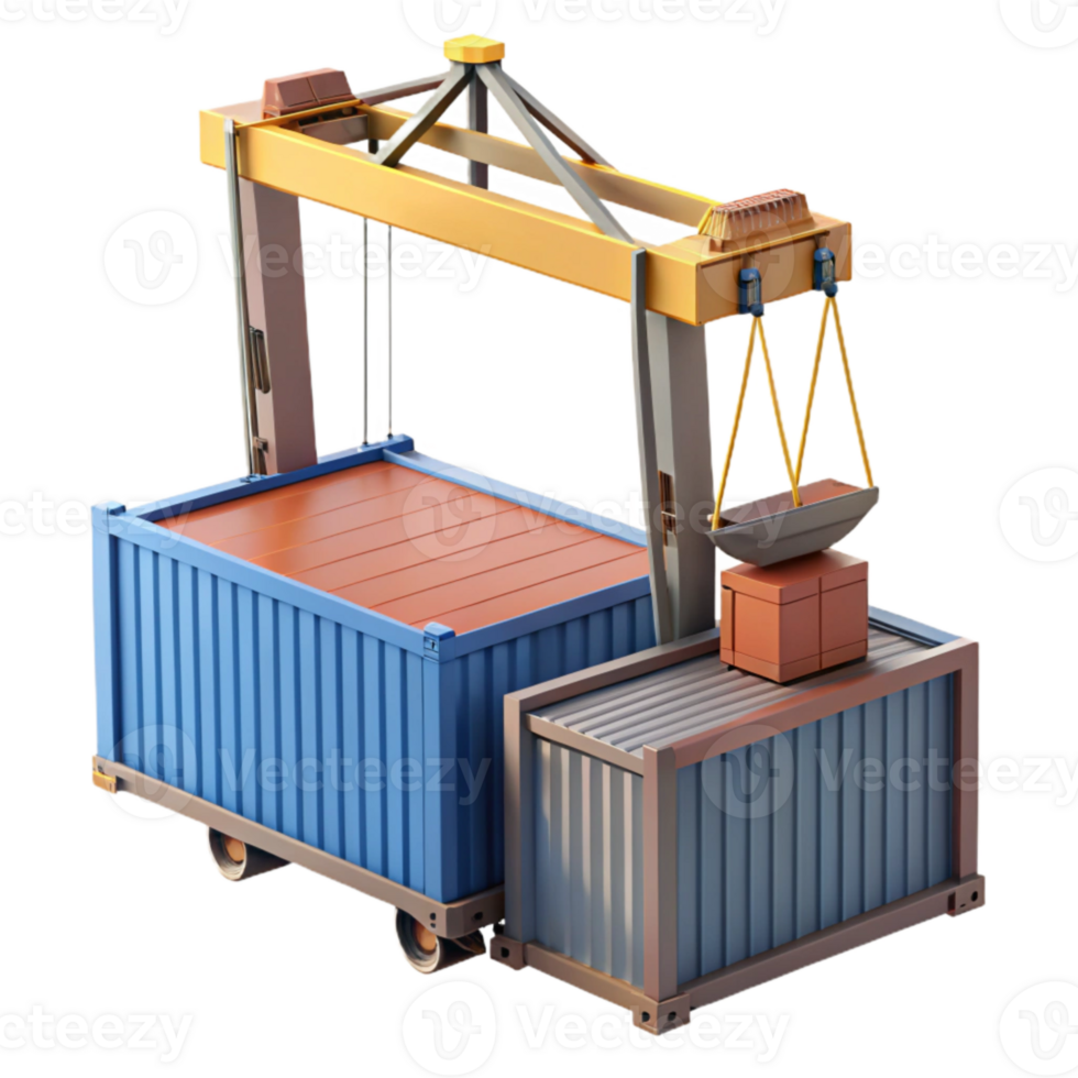 vibrant abstract Harbor Crane Loading Container Isolated high quality png
