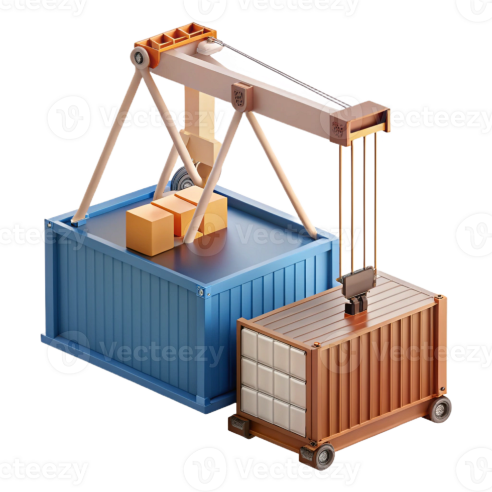 extraordinary rustic Harbor Crane Loading Container Isolated png
