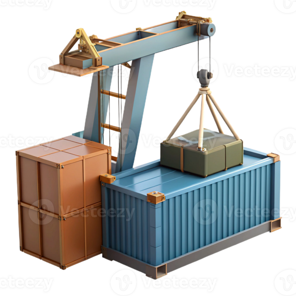 stunning traditional Harbor Crane Loading Container Isolated high quality png