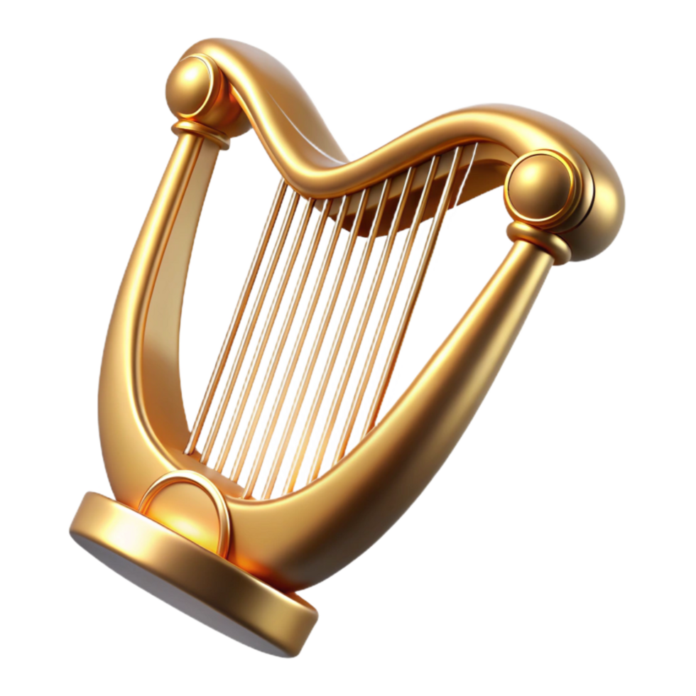 elegant minimalist Harp Strings Gold Finish Isolated Element high quality png