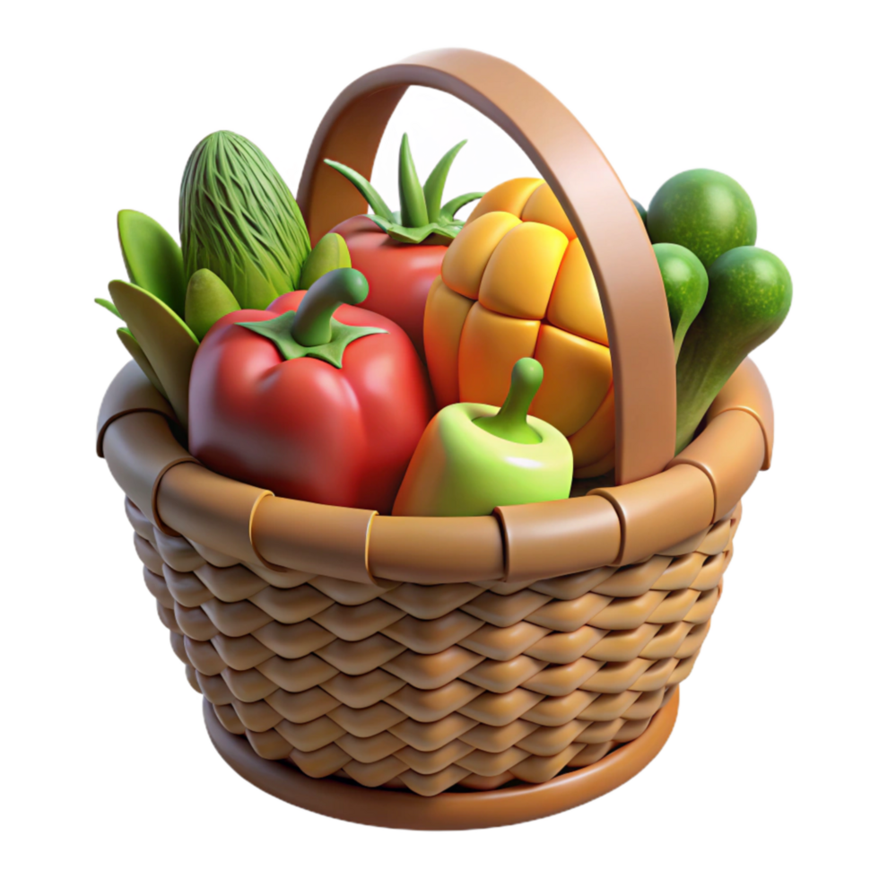 vibrant abstract Harvesting Basket Filled with Vegetables Transparent Background exclusive png